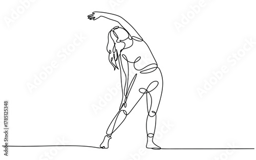 A person performs a side bend stretch, demonstrating flexibility and movement