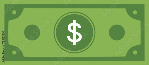 Single Green Dollar Note Icon