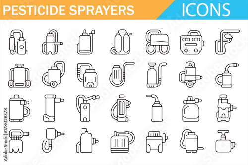 Outline style pesticide sprayers and garden tools set