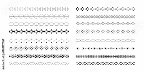Collection of decorative geometric borders and dividers in black and white
