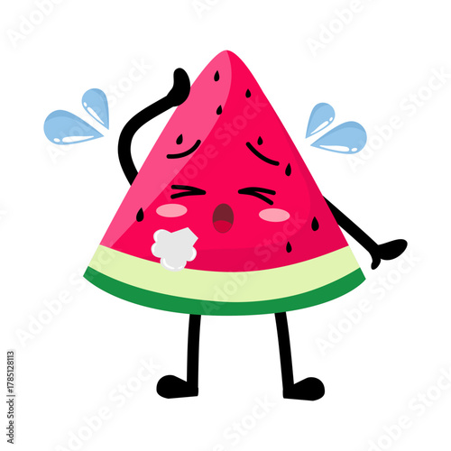 Cute Hand Drawn Tired Watermelon Sigh