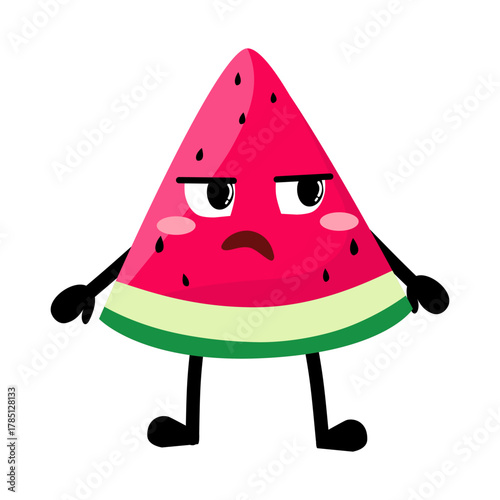 Cute Hand Drawn Bored Watermelon Don't Know What To Do