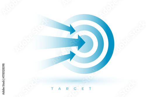 Target with blue arrows hitting bullseye