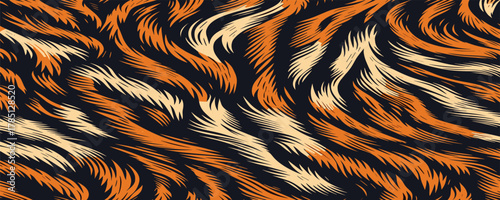 Tiger skin pattern illustration vectand with wild animal fur stripes and texture background, great fand fabric prints, wallpaper murals, tile, and creative designs.