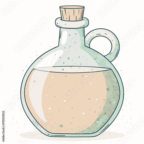 Olive oil jar with cork lid in simple glass design  