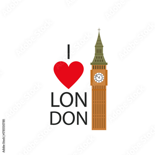 Big Ben clock tower is a London landmark symbolizing British architecture and time, t shirt concept design 
