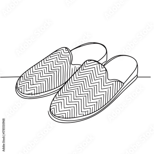 Herringbone slippers Winter clothing and footwear Outline / Minimal Linear Vector