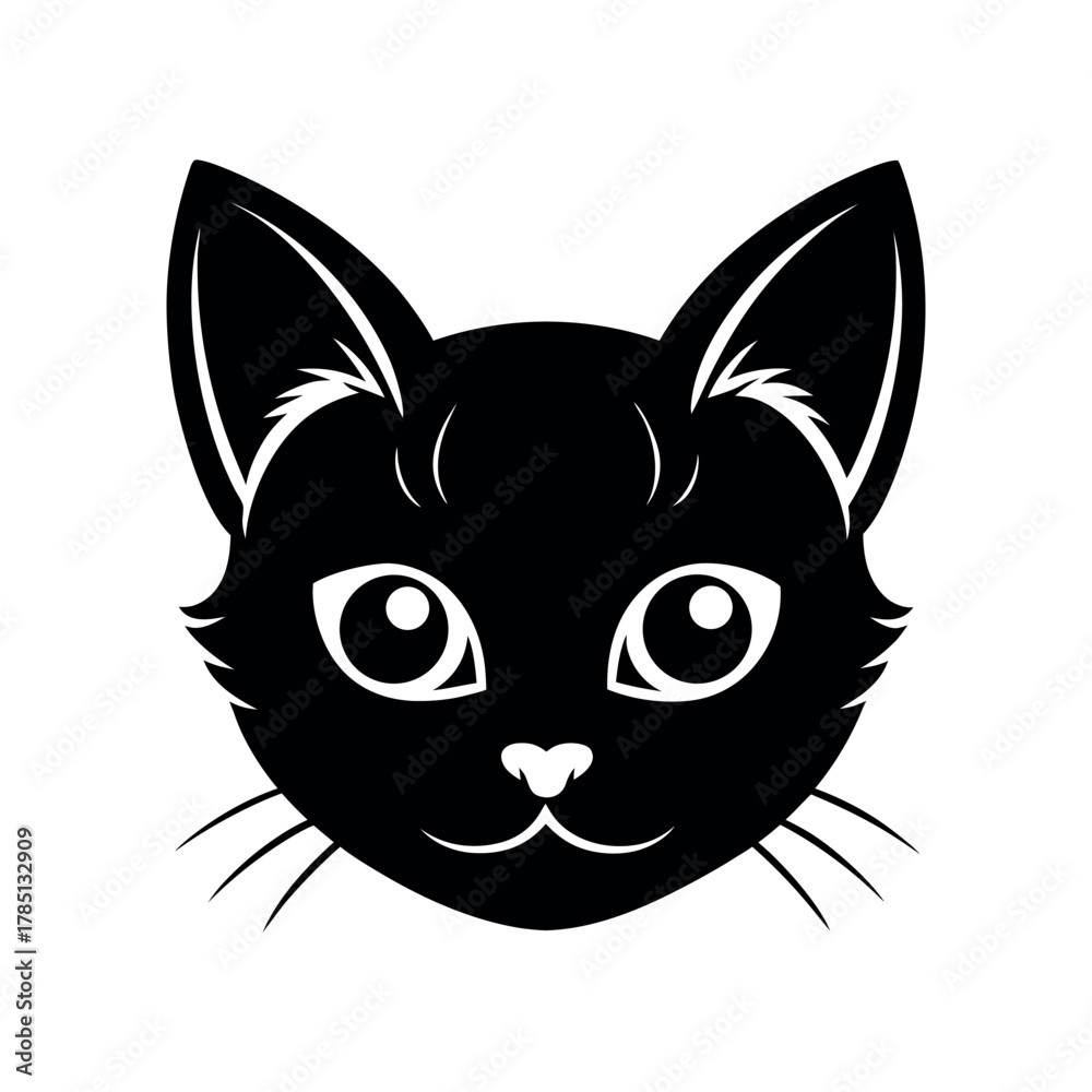 Fototapeta premium Kitten Head Silhouette Vector Art