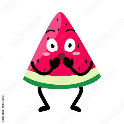 Cute Hand Drawn Surprised Watermelon