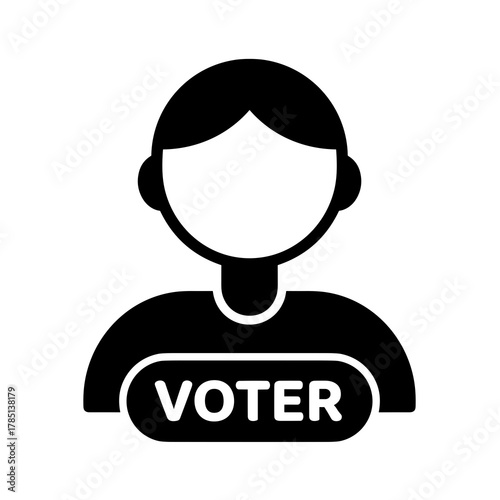 Illustrated person icon with voter badge indicating verified status shown clearly icon