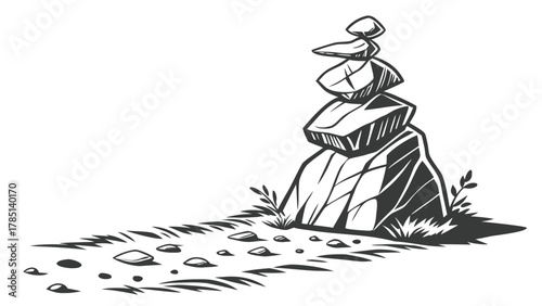 Rock and Boulder Collection Isolated on Transparent Background. Natural Stone Piles Vector Illustration for Landscape Architecture, Environment Design, and CAD Drawings