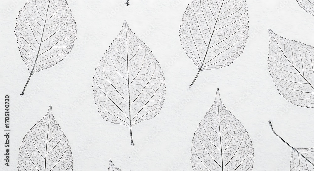 Fototapeta premium Delicate skeletonized leaves pattern on white background