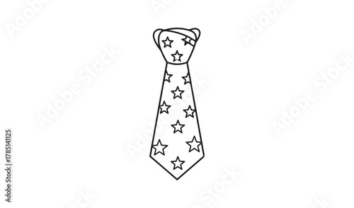 Hand drawn star pattern necktie illustration on white background