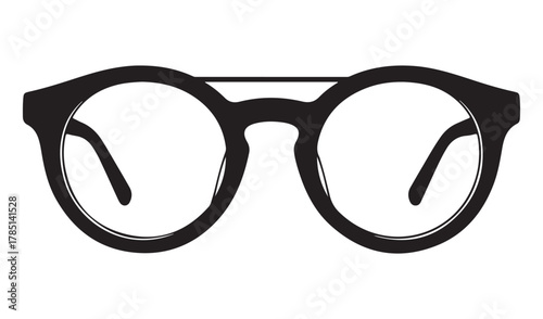 Black silhouette of vintage style eyeglasses with round lenses