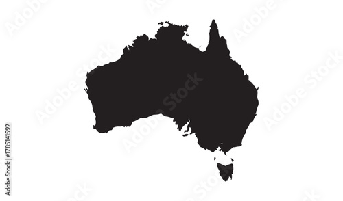 Black silhouette of the continent of australia on a white background