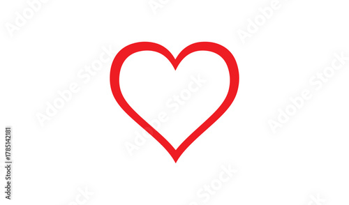 Simple red heart outline on white background