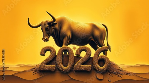 Zodiac horoscope Taurus sand background 2026