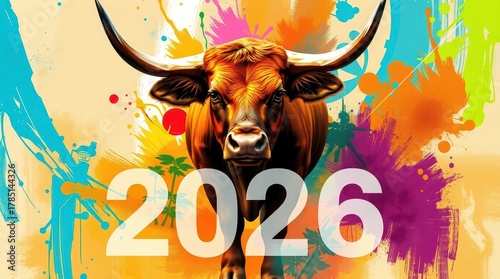 Zodiac horoscope Taurus paint background 2026