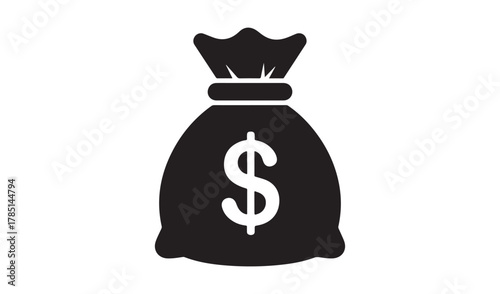 Black silhouette of a money bag with a dollar sign