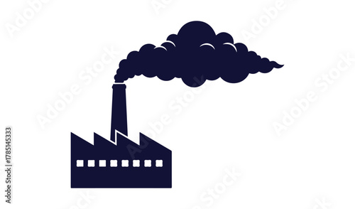 Dark silhouette of a factory emitting smoke into the sky