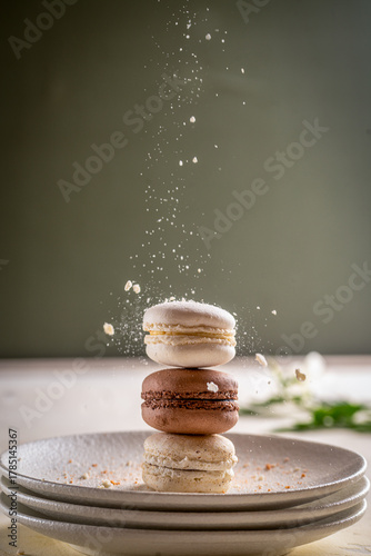 French macaroons cookies pastel colors 