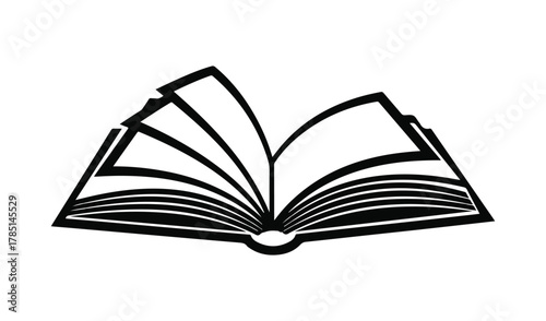 Open book illustration with pages flipping