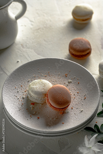 French macaroons cookies pastel colors 