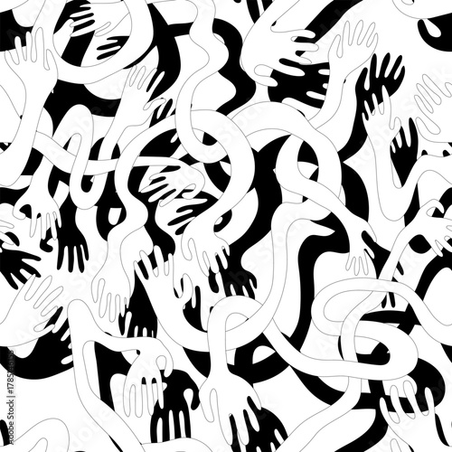 Abstract Seamless Pattern with Wavy Hands – Modern Minimal Design