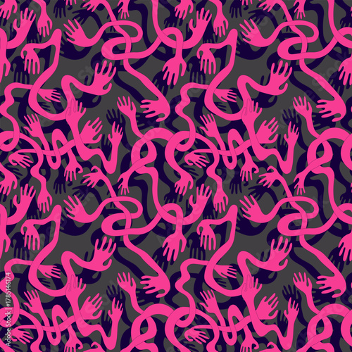 Abstract Seamless Pattern with Wavy Hands – Modern Minimal Design