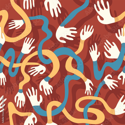 Abstract Seamless Pattern with Wavy Hands – Modern Minimal Design