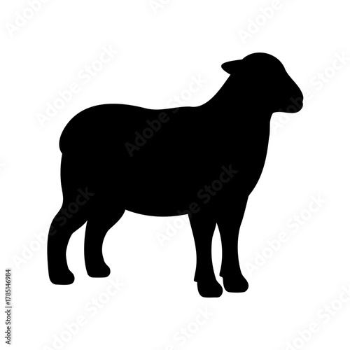 Silhouette of a Sheep Standing in Profile with a Simple Design
