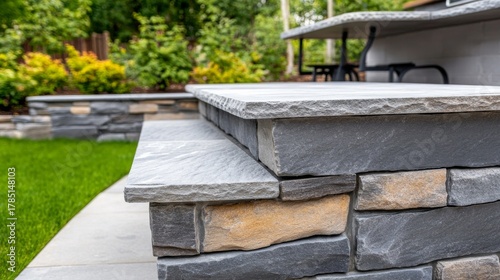 Outdoor Stone Wall Design with Flagstone, Landscaping ,Hardscape