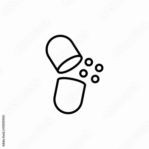 open capsule content pill icon sign vector