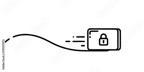 Secure Data Packet Transport Simple Line Art Vector