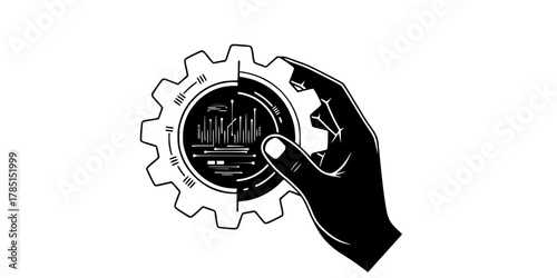 Digital Transformation Hand Gear Display Flat Vector