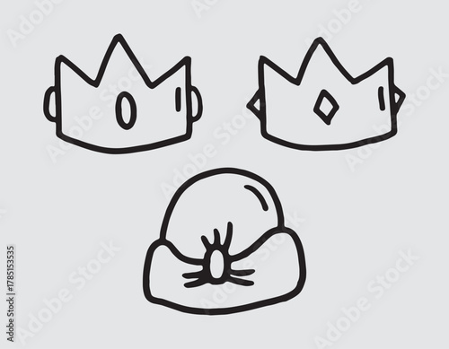 Three wise kings crown drawing element set