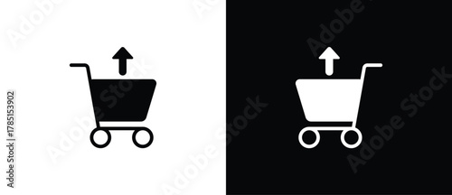 Cekout shopping cart icon. Web store shopping cart icon. Shop and sale icon, black and white vector illustration