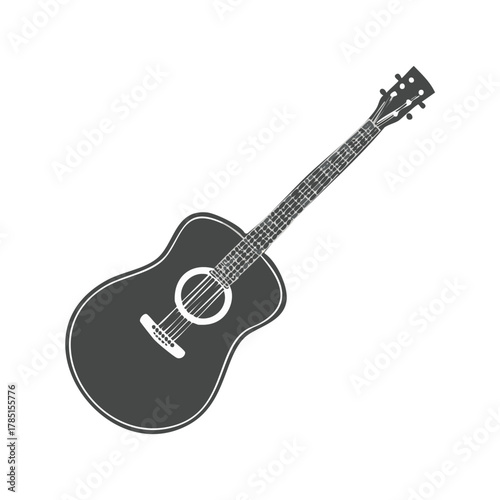 Isolated Acoustic Guitar Vector Graphic - Musical Instrument Illustration Design