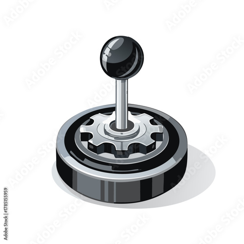 Isolated gear stick with sphere handle on a white background illustrating vehicle mechanisms and automotive parts.