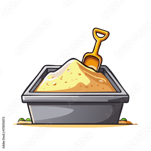 Cartoon Sandbox with Shovel, Playtime Illustration, Fun, Childish, Playground