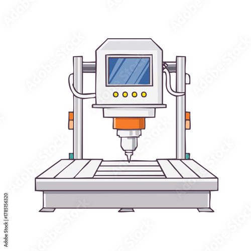 Automated Computer Numerical Control CNC Milling Machine Cutting Technology Concept
