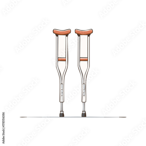 Illustration of mobility crutches for injury recovery assistance and physical therapy