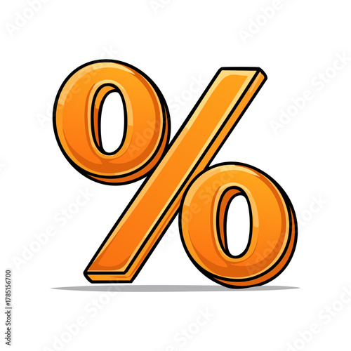 Bold Orange Percentage Symbol With Realistic 3D Effect Glossy Shine