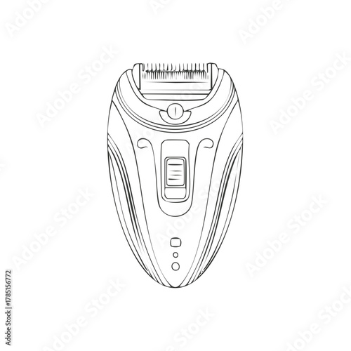 Electric hair removal device.  Illustrated graphic of a personal grooming tool.