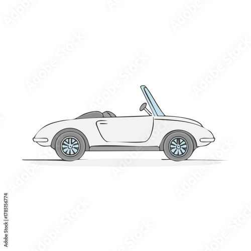 Convertible Car Vector Illustration Retro Style Roadster Classic Vehicle