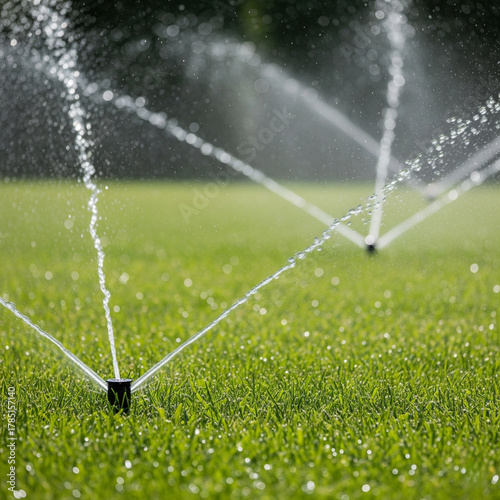 sprinkler spraying water on grass