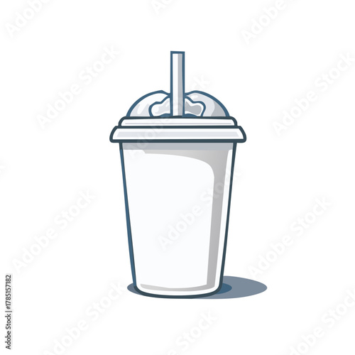 Stylized illustration of a refreshing iced beverage in a white cup with a straw