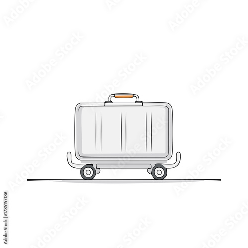 Cartoon style luggage on a baggage cart ready for travel and airport transportation