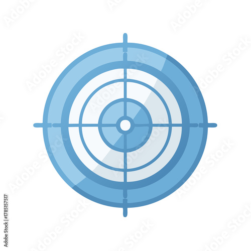 Blue Target Symbol Illustration with Crosshair Aim and Precision, Accuracy Concept