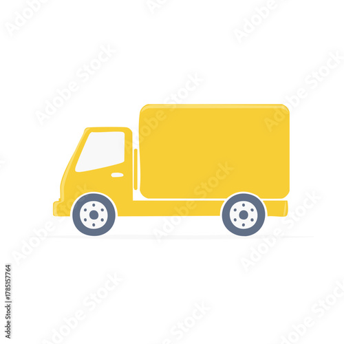 Yellow Cargo Truck Transportation Delivery Vehicle Isolated on White